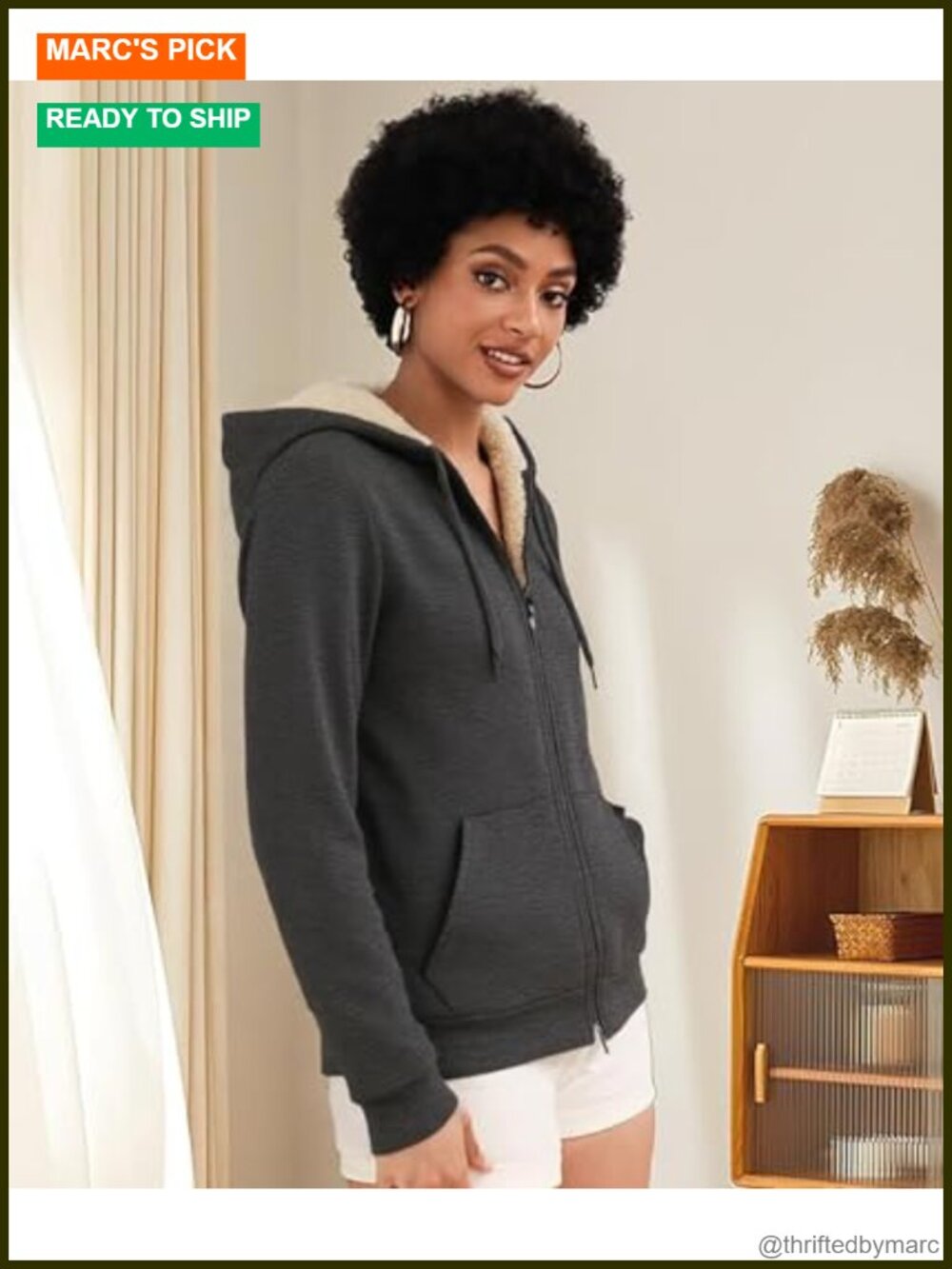 SWISSWELL Women's Full Zip Sherpa Lined Fleece Hoodie Jacket - New - Picture 2 of 6